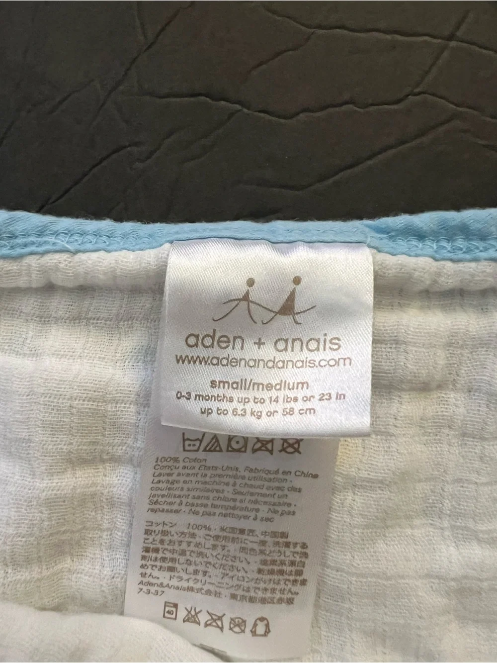 aden + anais White Muslin Sleep Sack with Blue and Tan Stars